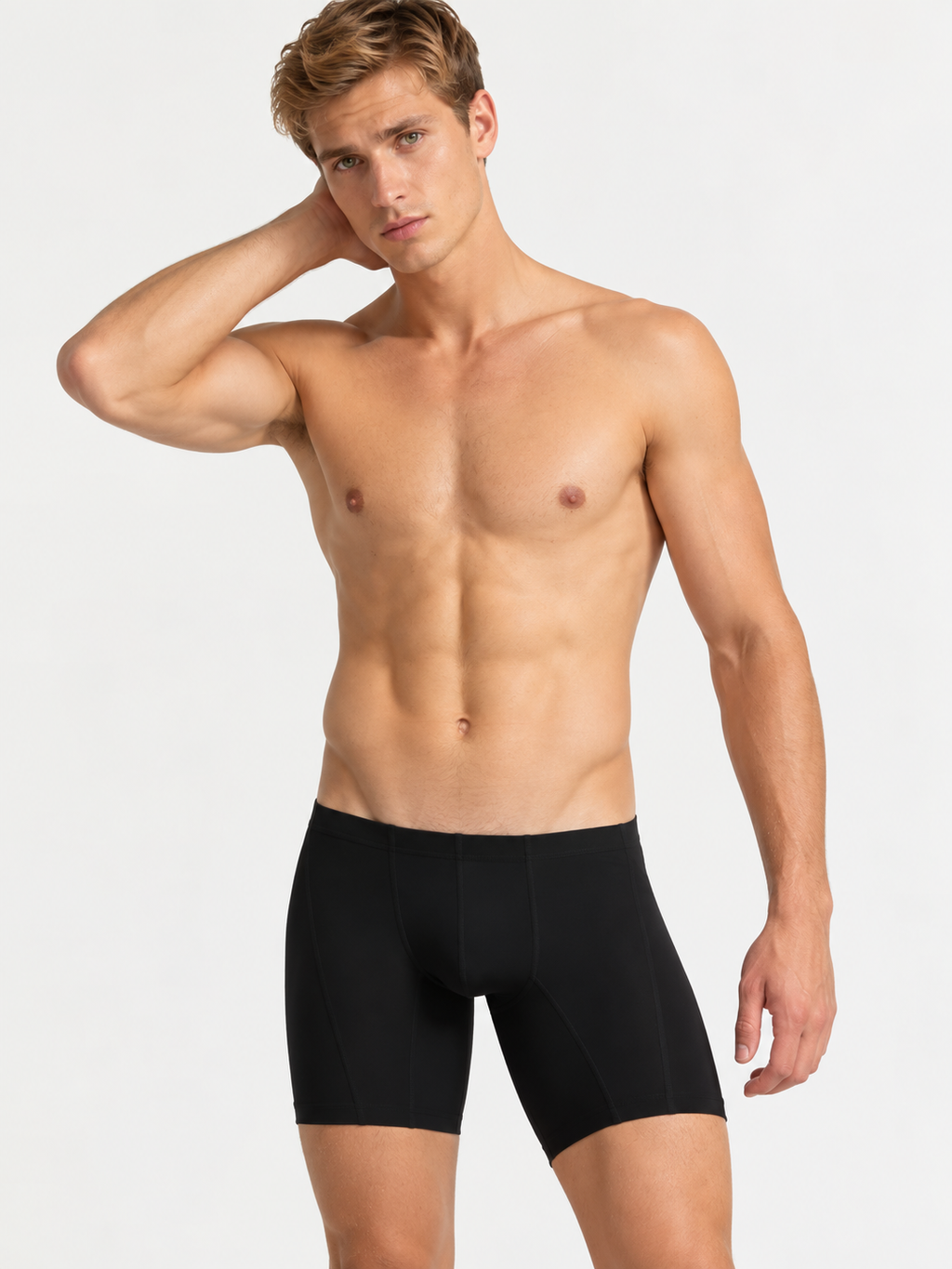 Black Nylon Stretch Boxer Briefs