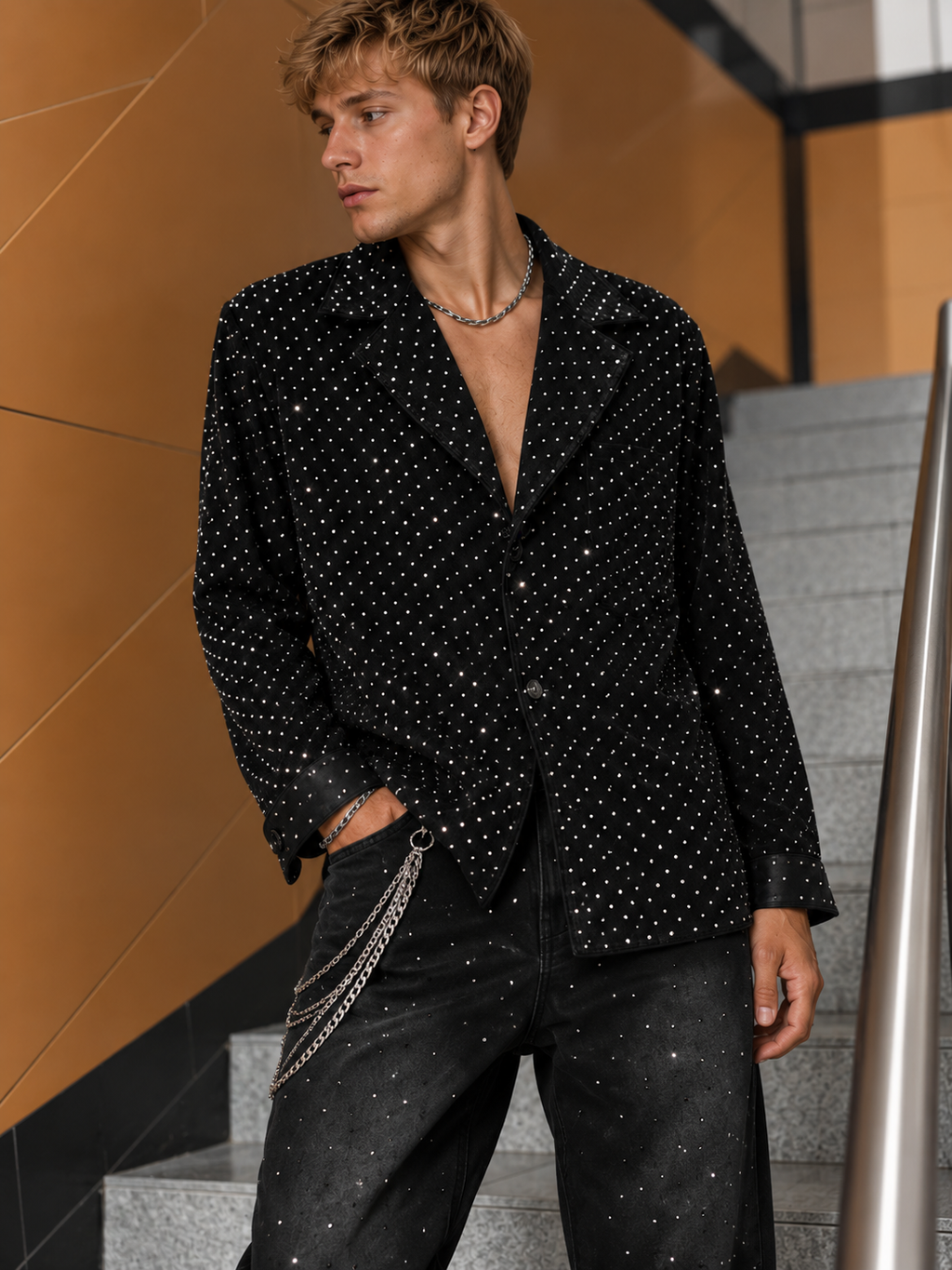 Rhinestone Black Jeans