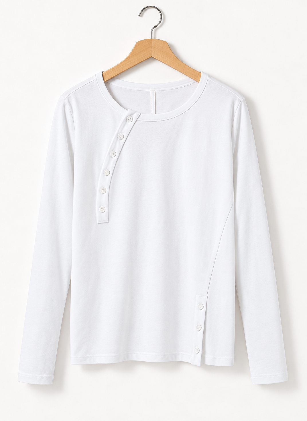 Button Detail Long Sleeve Top