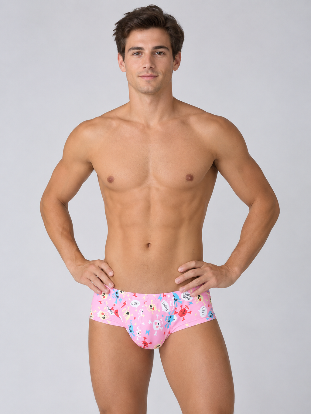 Pink Cartoon Print Briefs