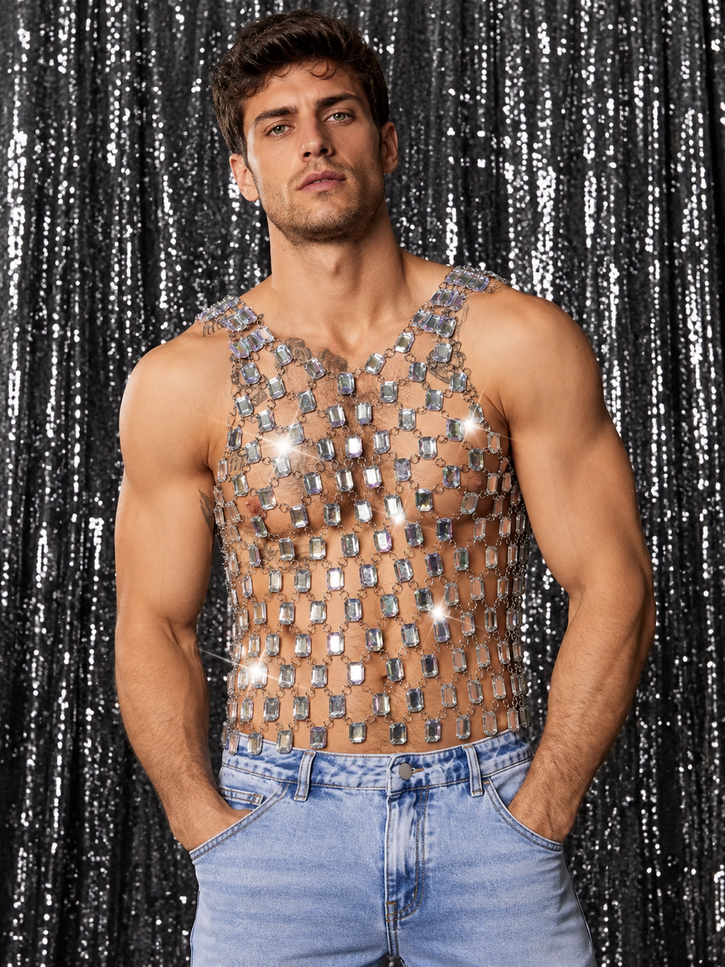 Crystal Mesh Tank Top