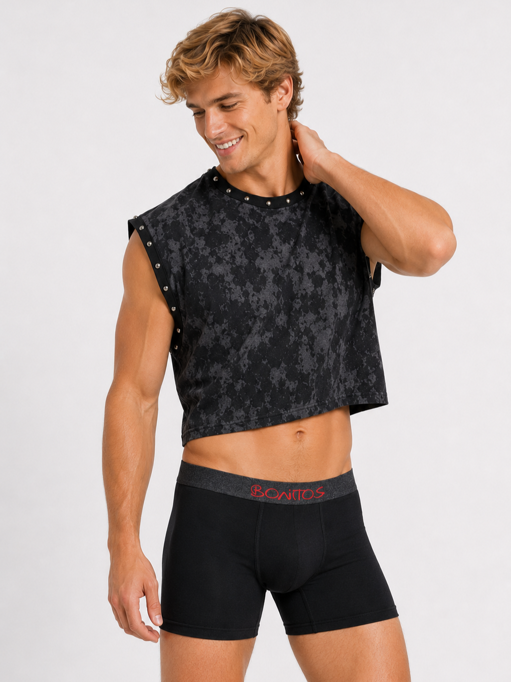 Studded Distressed Crop Top