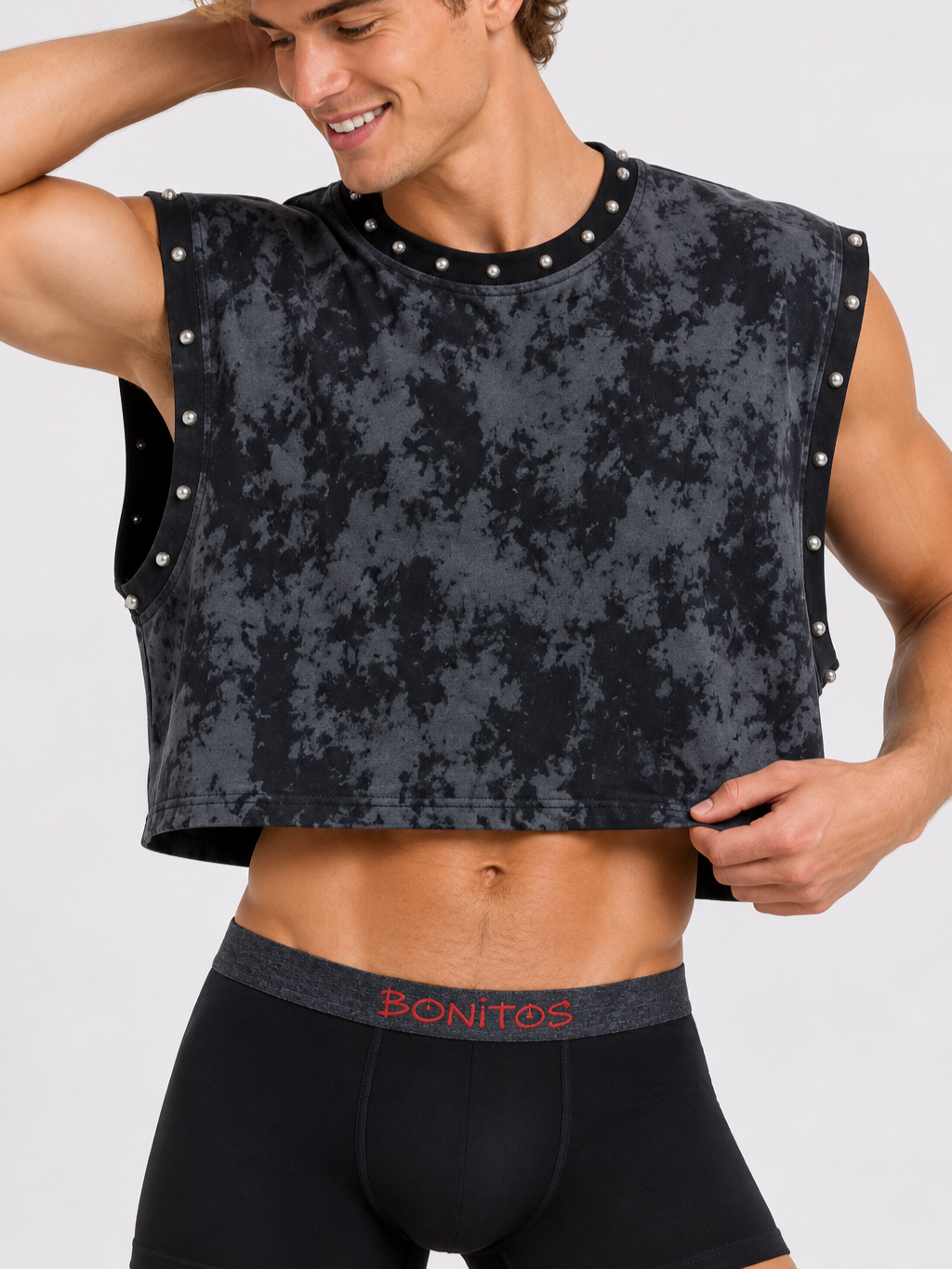 Studded Distressed Crop Top
