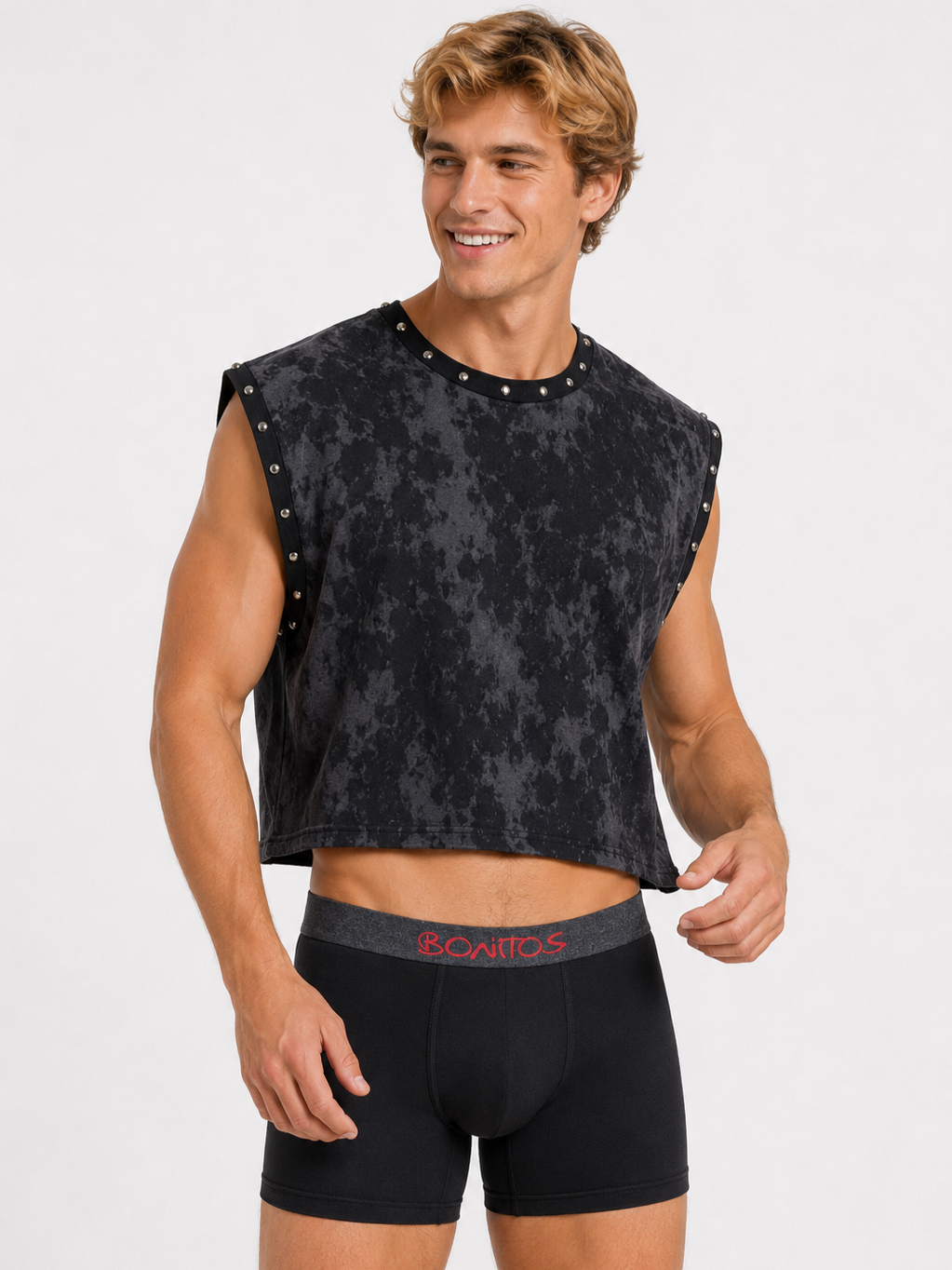 Studded Distressed Crop Top