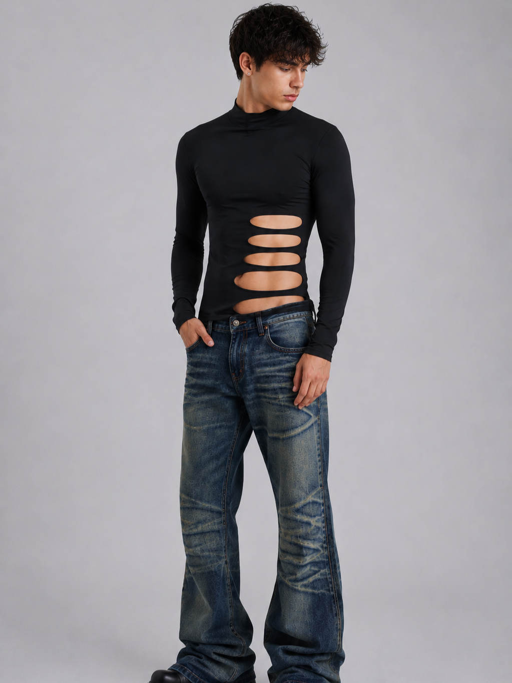 Cut-Out Long Sleeve Top