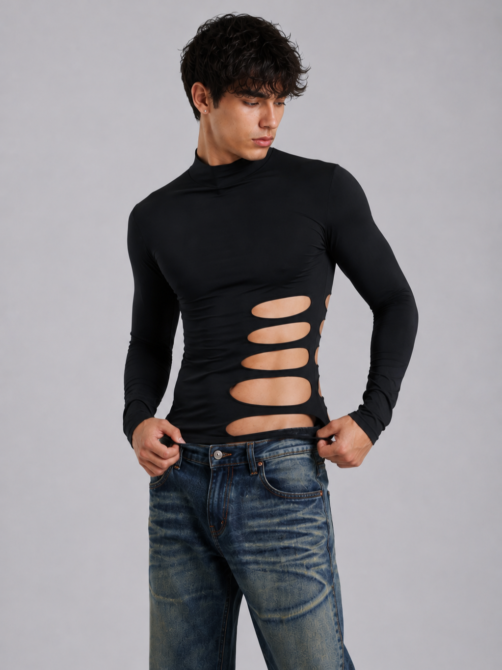 Cut-Out Long Sleeve Top