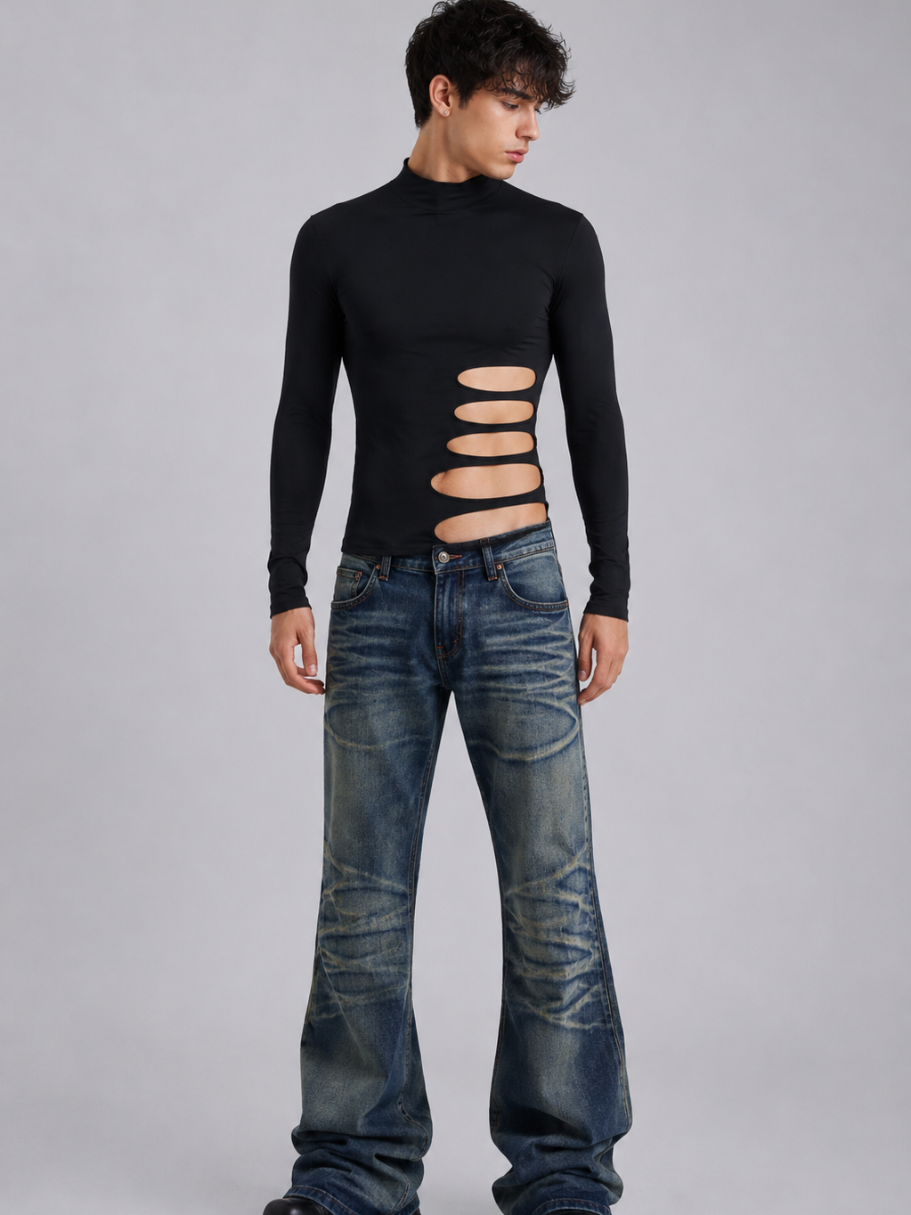 Cut-Out Long Sleeve Top