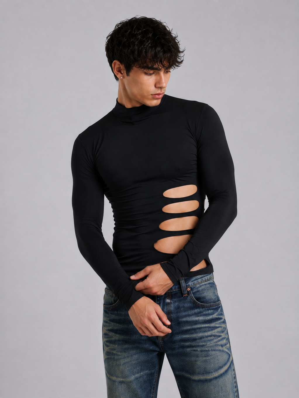 Cut-Out Long Sleeve Top