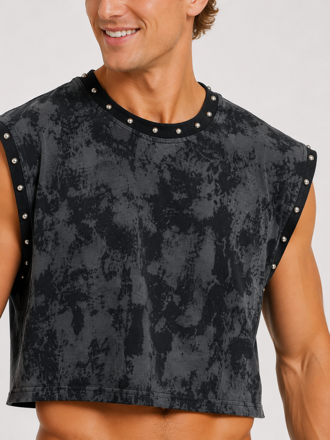Studded Distressed Crop Top